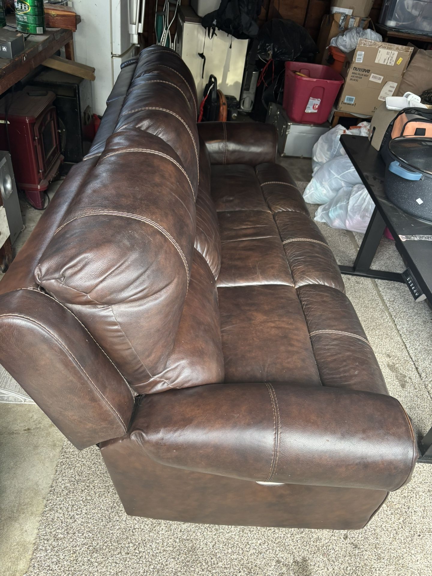 Dual Electronic Leather Reclining Couch