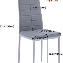 🥨4Pcs Dining Chairs, Kitchen Chairs Armless Side Chair for Livign Room Dinner Chairs Set of 4 with Metal Frame and Legs (Could Gray)