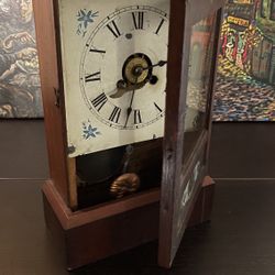 Gorgeous Antique Wooden Shelf Clock