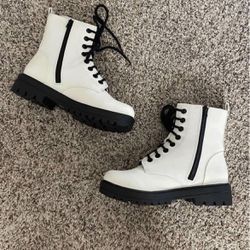 Womens White Combat Boots
