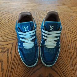LV Size 7 Trainer Sneakers Blue Denim