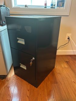 Black 2-Drawer Metal Filing Cabinet with Key