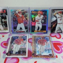 Mike Trout Baseball Cards Lot Of 6 Angels Sports Memoribilia 