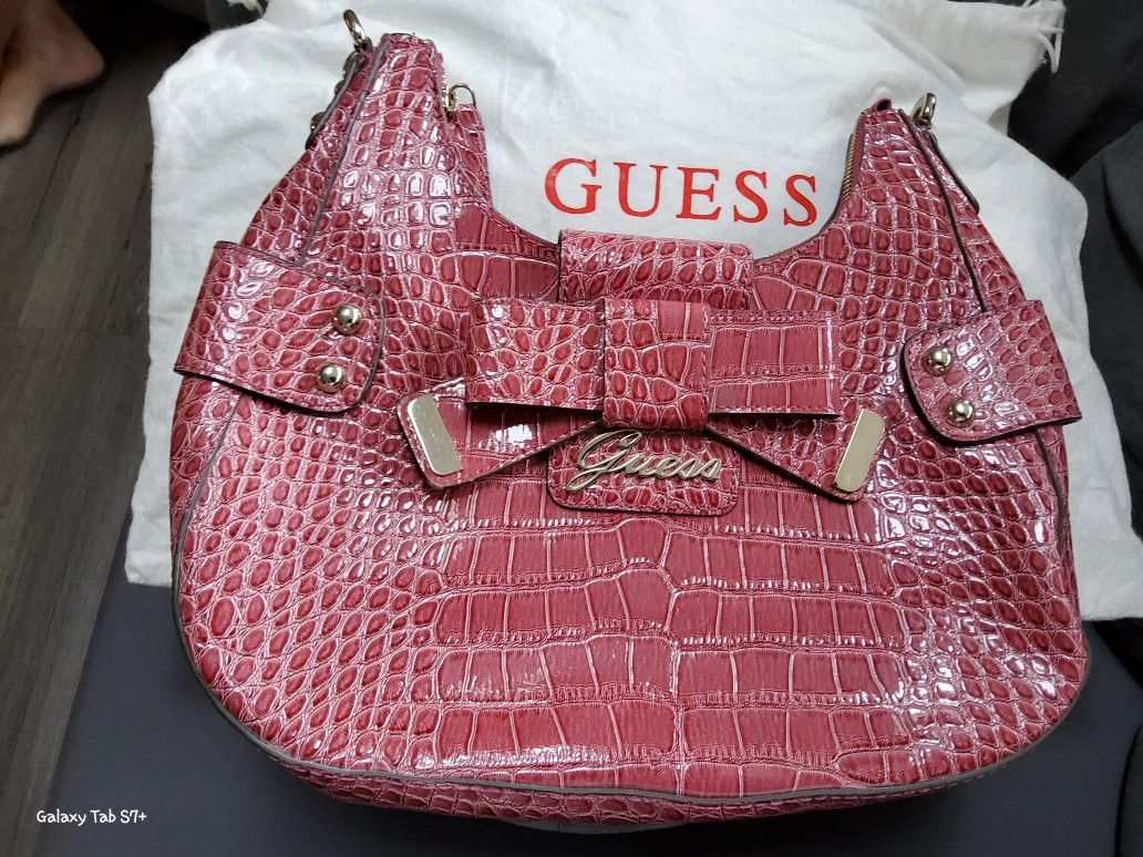 Dusty Rose Hobo Bag Purse Guess With Storage Bag Like New