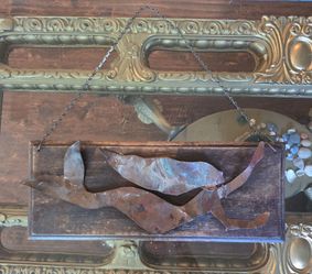 Vintage Distressed Copper Mermaid Plaque Sign