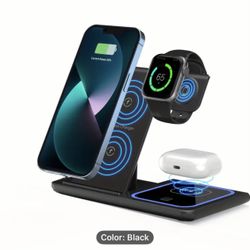 Wireless Charging Station 3 In 1 Standard 15W Fast Mag-Safe Charger Stand For IPhone16 15 14 13 12 11 X 8 Pro Max/Pro/Mini/Plus, IWatch Ultra 10/9/8 7
