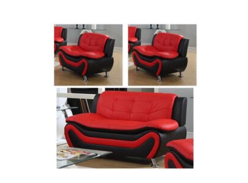 Red In Black Couch Set