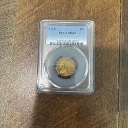 1910 Gold Indian Head Half Eagle $5 Certified PCGS MS62