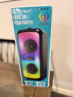 TopTech Bluetooth Party Speaker with LED Flame Effect Lights – New