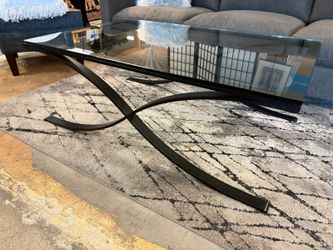 Contemporary Black Curved Leg Glass Top Coffee Table