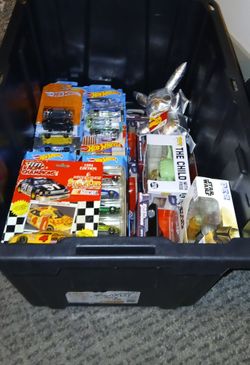 Bin with things