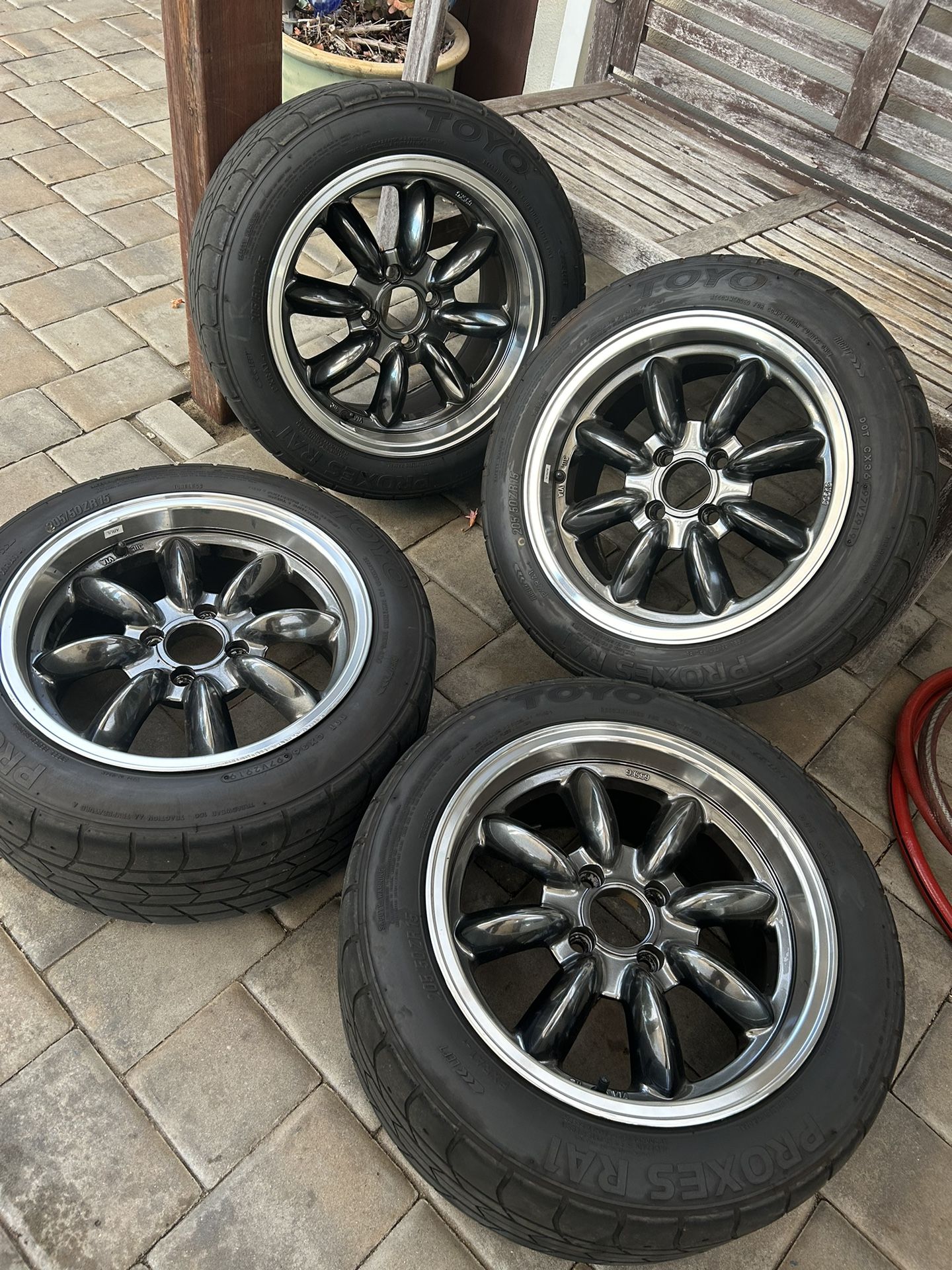 Rota RB Wheels 15x8 / 4x100 with Tires Toyo Proxes RA1 205/50r15