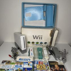 Nintendo Wii Console Bundle 4 Games 2 Remotes Motion Plus Wheel Box Tested