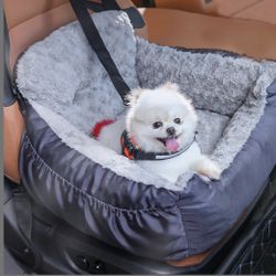 Dog Car Seat For Small Dogs, Washable Pet Booster Car Seats With Clip-On Safty Leash, Comfy Deluxe Plush Carseat With Storage Pockets, Puppy Travel Ca