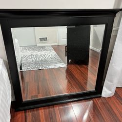 Free: Black Wood Framed Mirror 42” H x 40 “W x 2”D