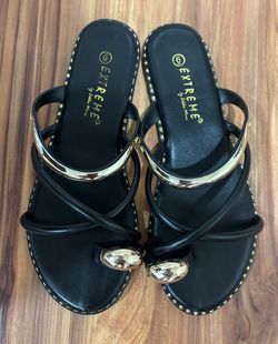 new black and gold sandals