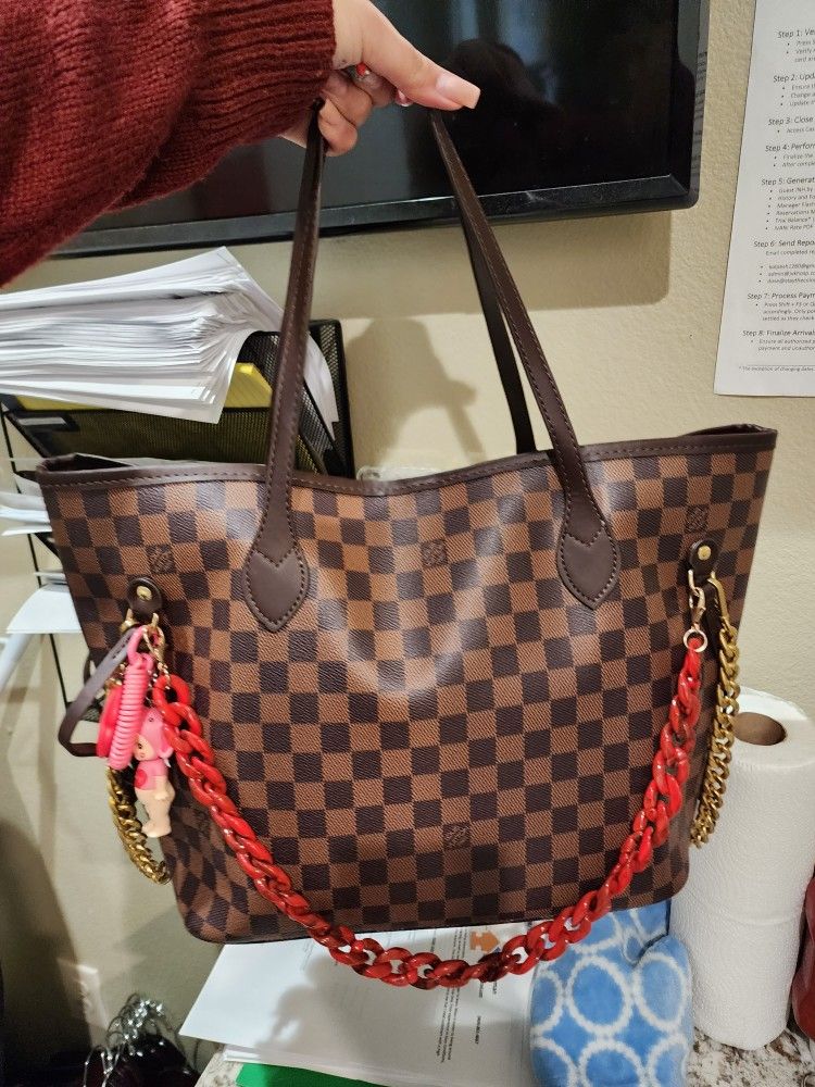 Brown Checkered Tote Bag