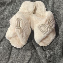 Women's Wedding Day (I Do ) Slippers Ivory , $19