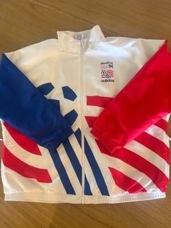 adidas World Cup USA 94 USA Soccer Jacket White/Red/Blue Men's XL