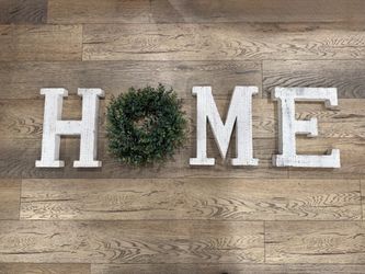 HOME Wood Letter Sign with Wreath