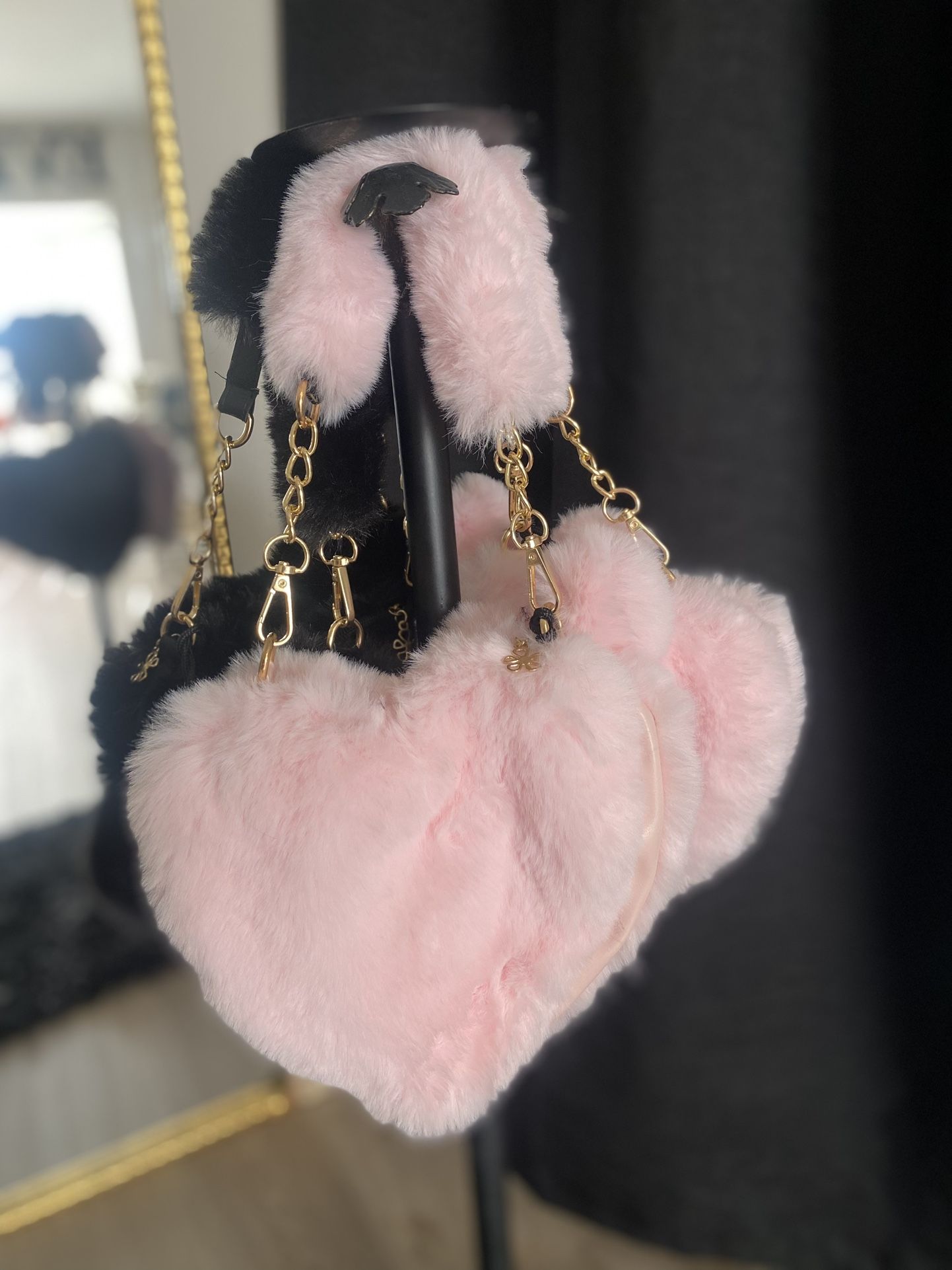 Heart Shape Fur Purse