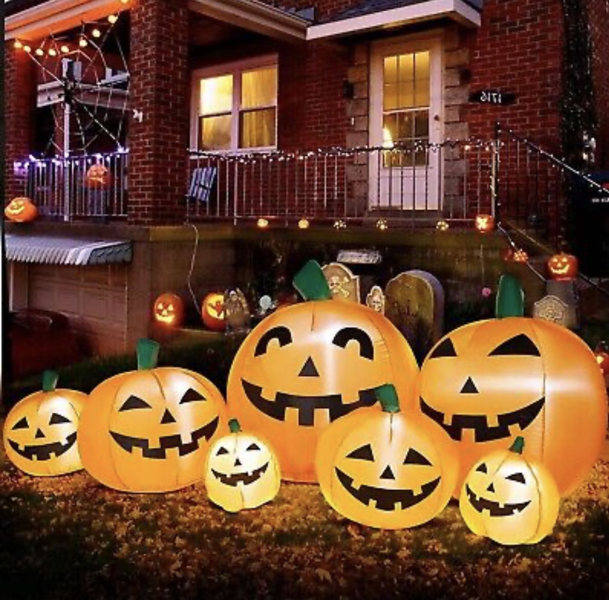  8 Ft Long Halloween Inflatables Pumpkin Decoration, 
