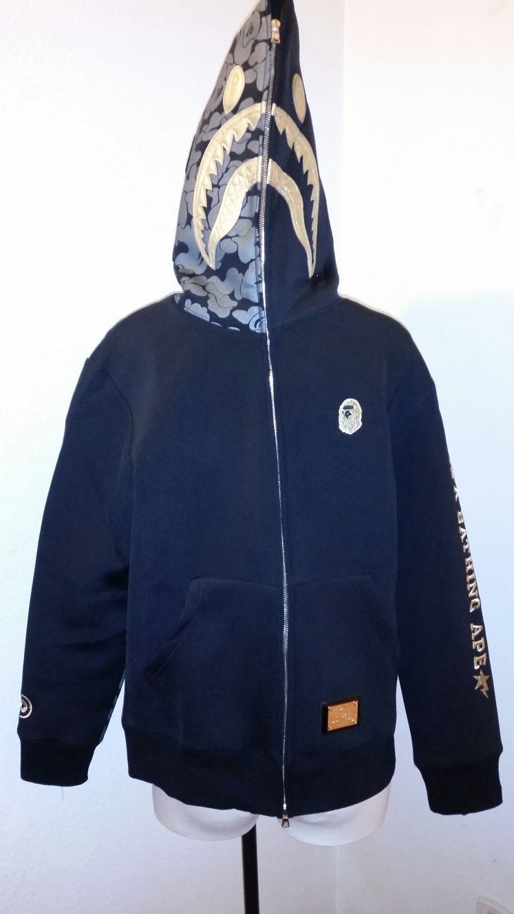 Travis scott black gold bape shark hoodie for Sale in Pasadena CA OfferUp