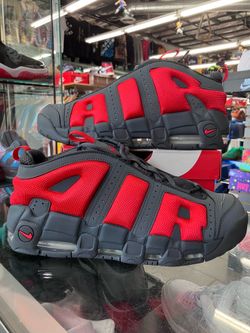Nike Air More Uptempo Low Dark Grey Light Crimson