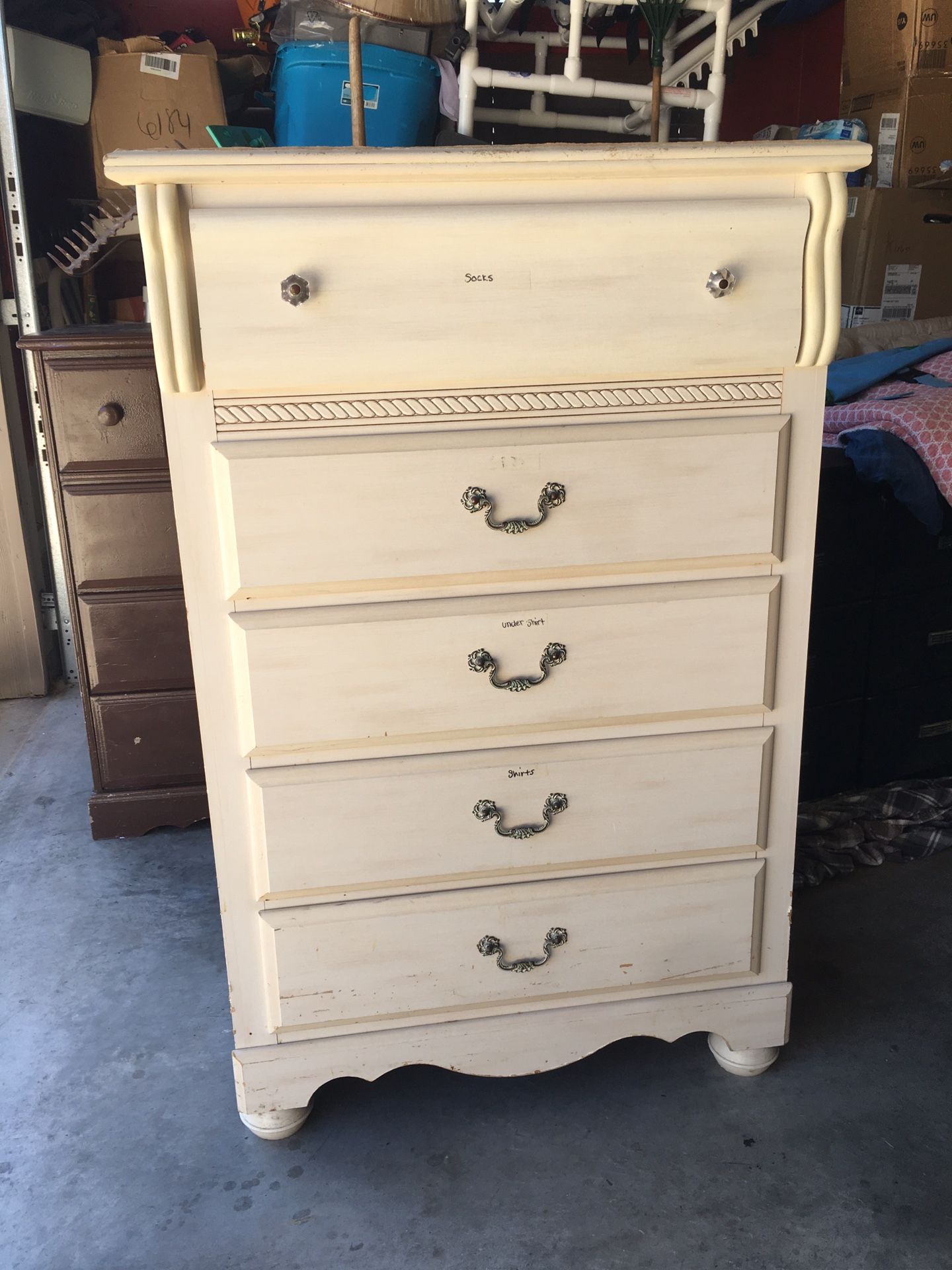 Tall White Dresser With 5 Drawers 