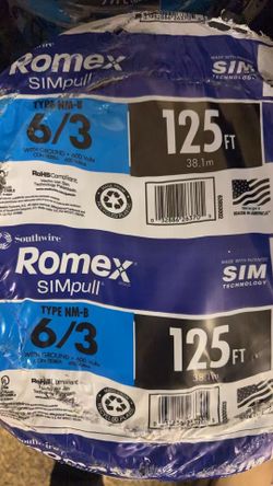 125 ft. 6/3 Black Stranded Romex SIMpull CU NM-B W/G Wire