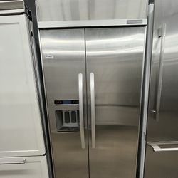 KitchenAid Side By Side Built In Stainless Steel 36” Fridge 