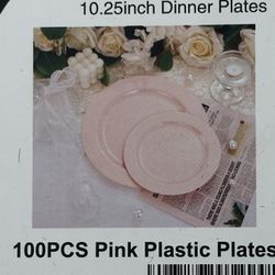 Heavy Duty Plastic Pink plates