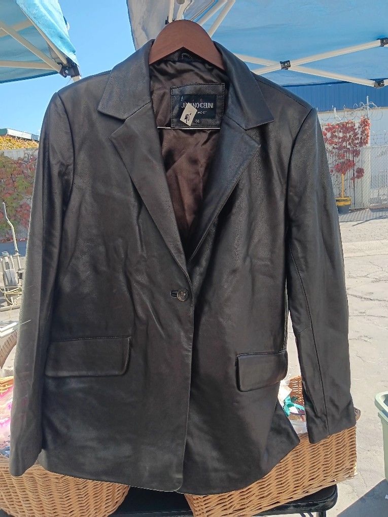 Womans Leather Black Jacket Size Xl