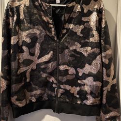 Say What Sequins Bomber Jack Size L New