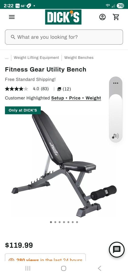 Adjustable Weight Bench "Fitness Gear Brand"