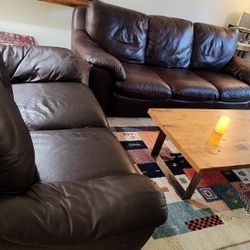 Leather couch and loveseat