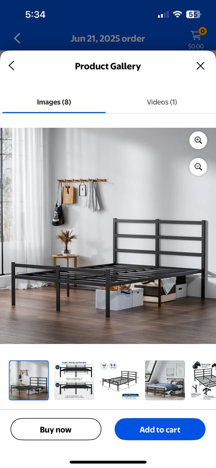 Lusimo Full Size Bed Frame with Headboard No Box Spring Needed 14 inch Full Metal Platform Bed Frame Easy Assembly Anti-Slip, Black