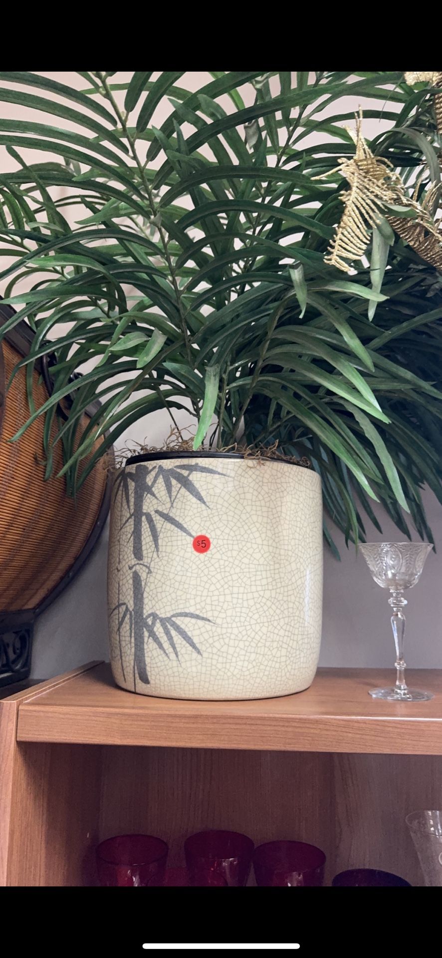 Potted Plant With Bamboo Design