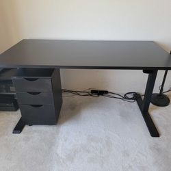 Black Wood Adjustable Sit/Stand Desk