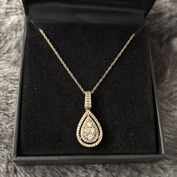10K YELLOW GOLD DIAMOND NECKLACE 1/2 CTTW