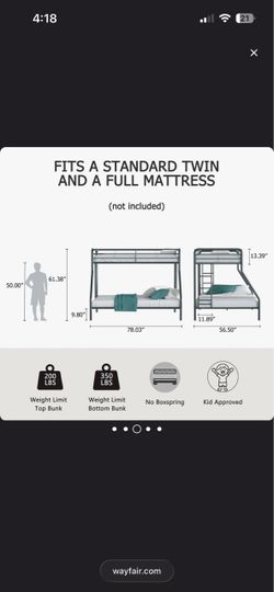 Twin over full bunkbed frame only