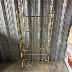 Vintage Gold Metal Magazine Rack w/ Musical Notes Design 37” Tall