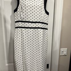 Classic Black and White Polka Dot Midi Dress