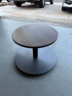 Source International Plane Designer Side Table – Gunmetal / Studio Teak – $700 OBO.
