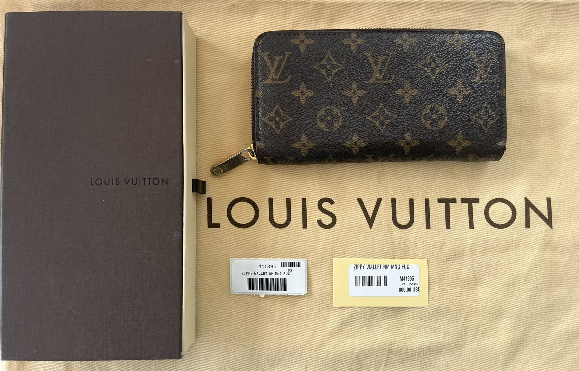 Authentic Louis Vuitton Monogram Zippy Wallet