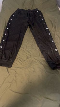 Black Snap Button Track Pants Medium