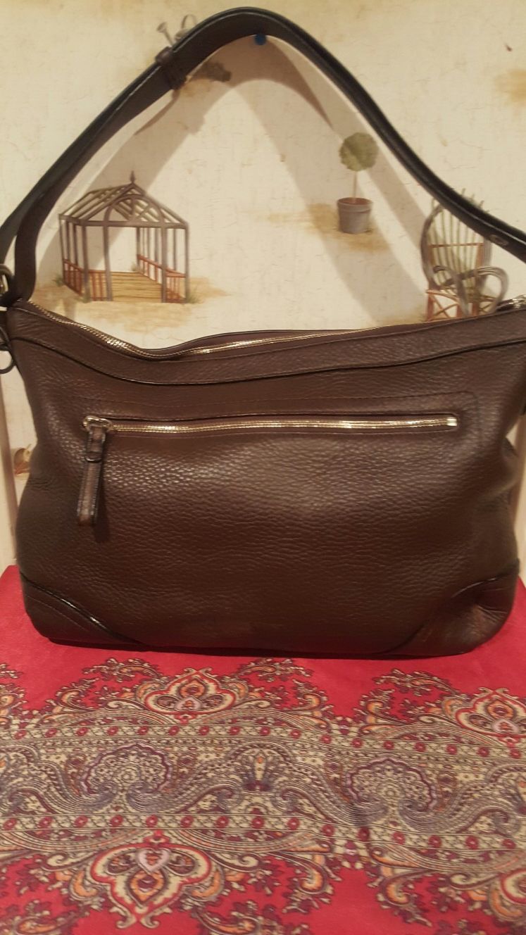AUTHENTIC COACH BROWN LEATHER SHOULDER HANDBAG LARGE.