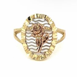 Woman’s Ladies 14k Two Toned Rose Yellow Gold Oval Rose Ring Size 7.5 GP3105503