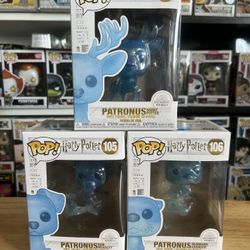 3 VAULTED Harry Potter Patronus Funko Pops #104 #105 #106 Hermione Ron Weasley