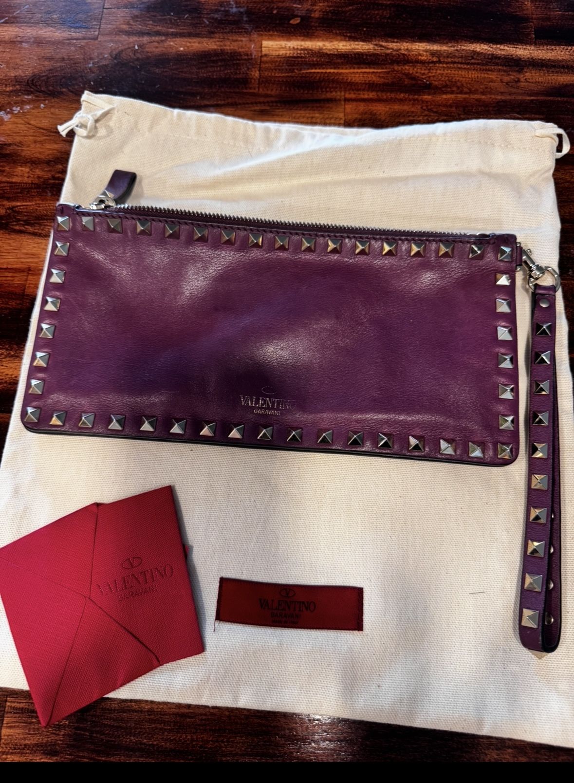 Valentino Rockstud Purple Clutch Wristlet w/ Dust Bag